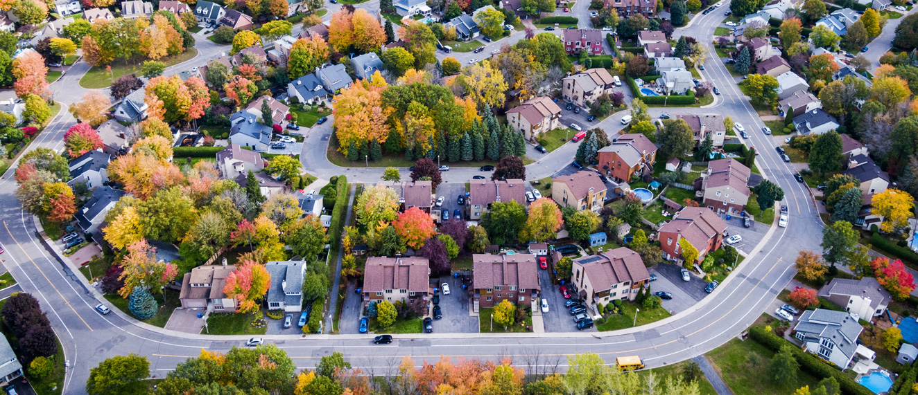 aerial view of neighbourhood