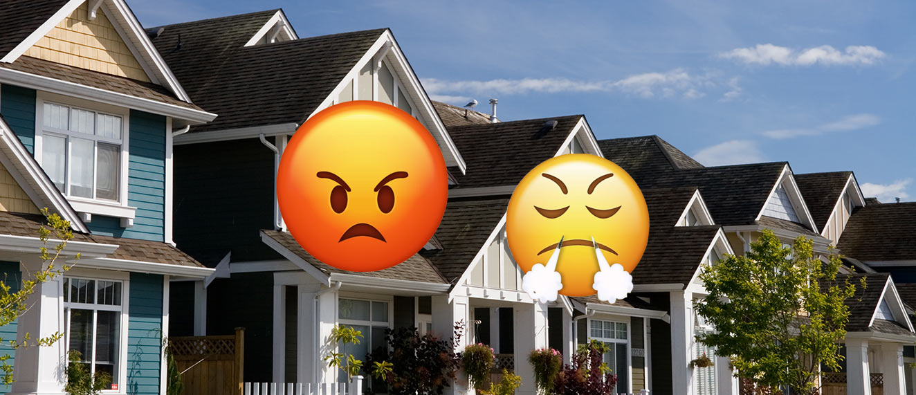Houses with emojis.