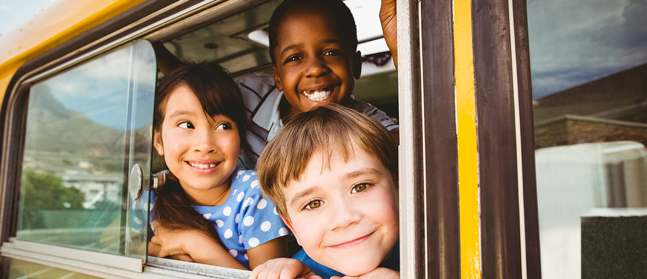 Kids on a school bus.