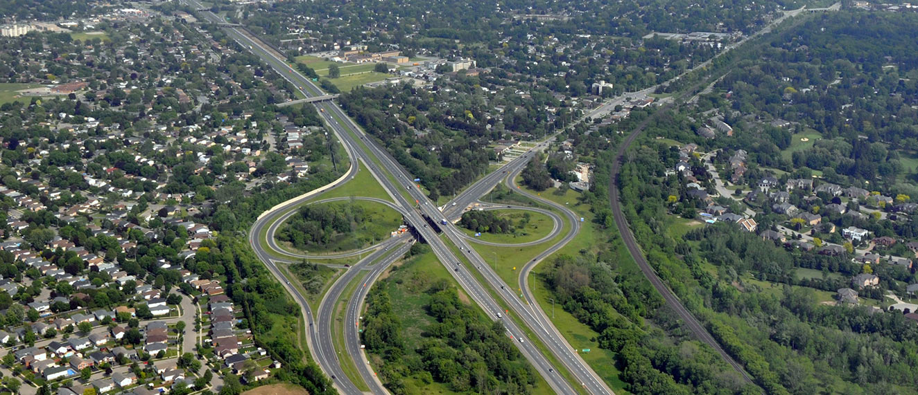 Aerial view of Brantford, Ontario.