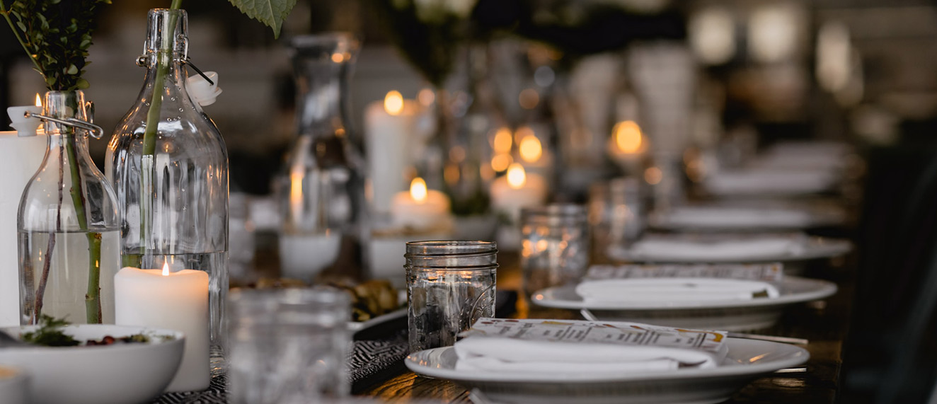 place settings at a table.
