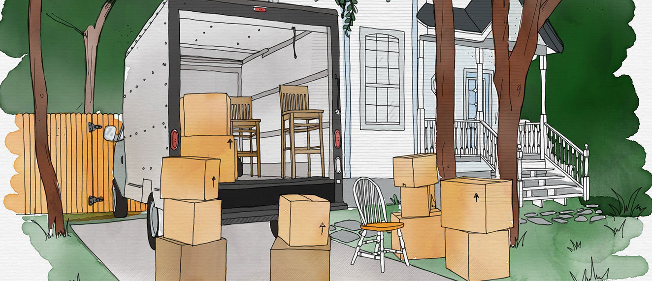 Illustration of moving day 