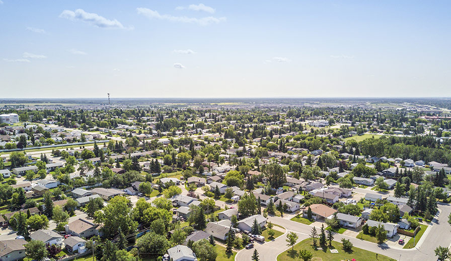 Aerial photo of a Canadian neighbourhood.