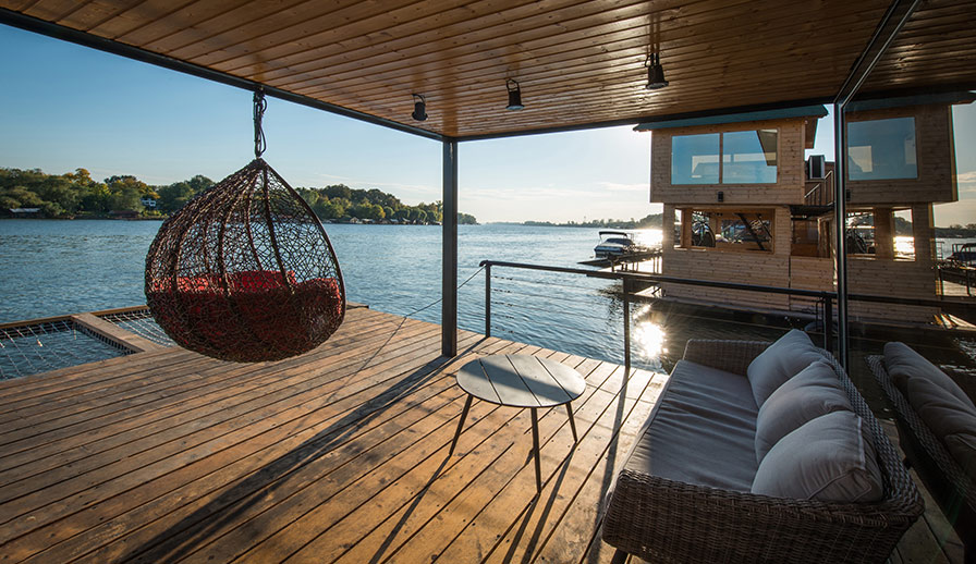deck on a floating home.