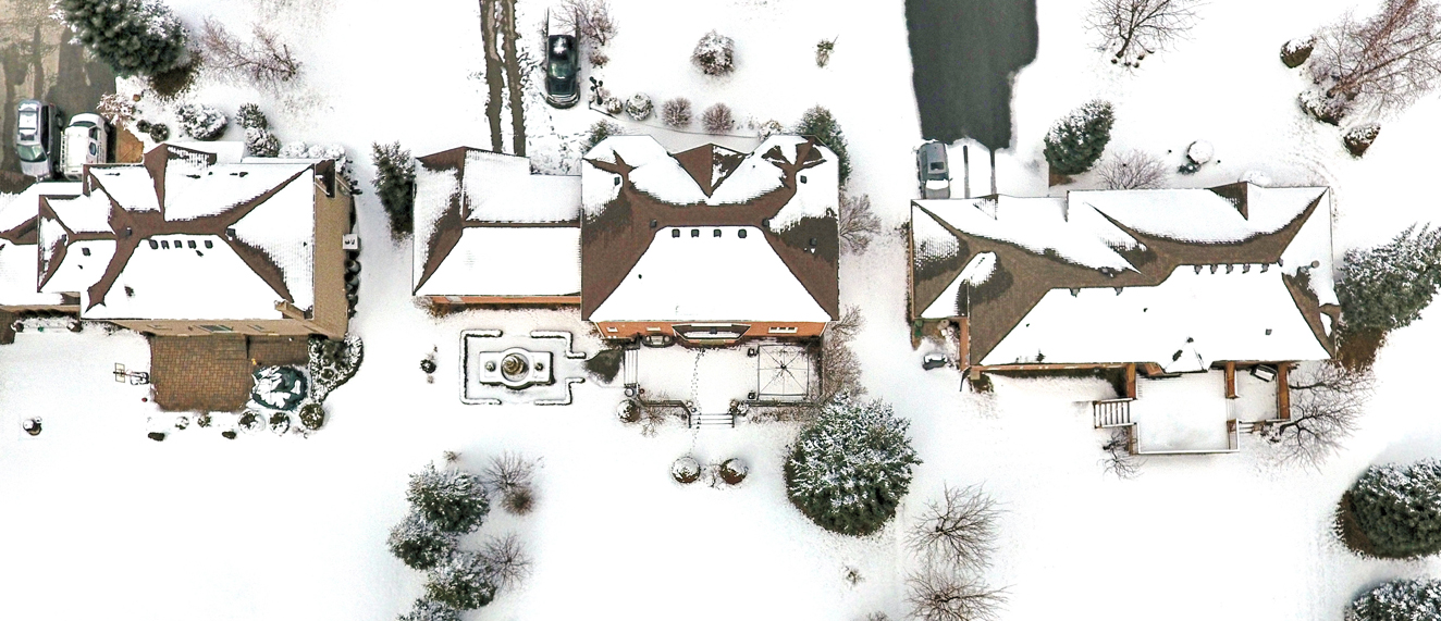 Winter homes from a drone