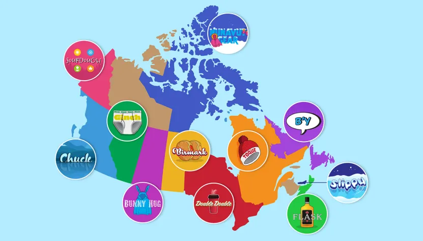 Map of Canadian slang
