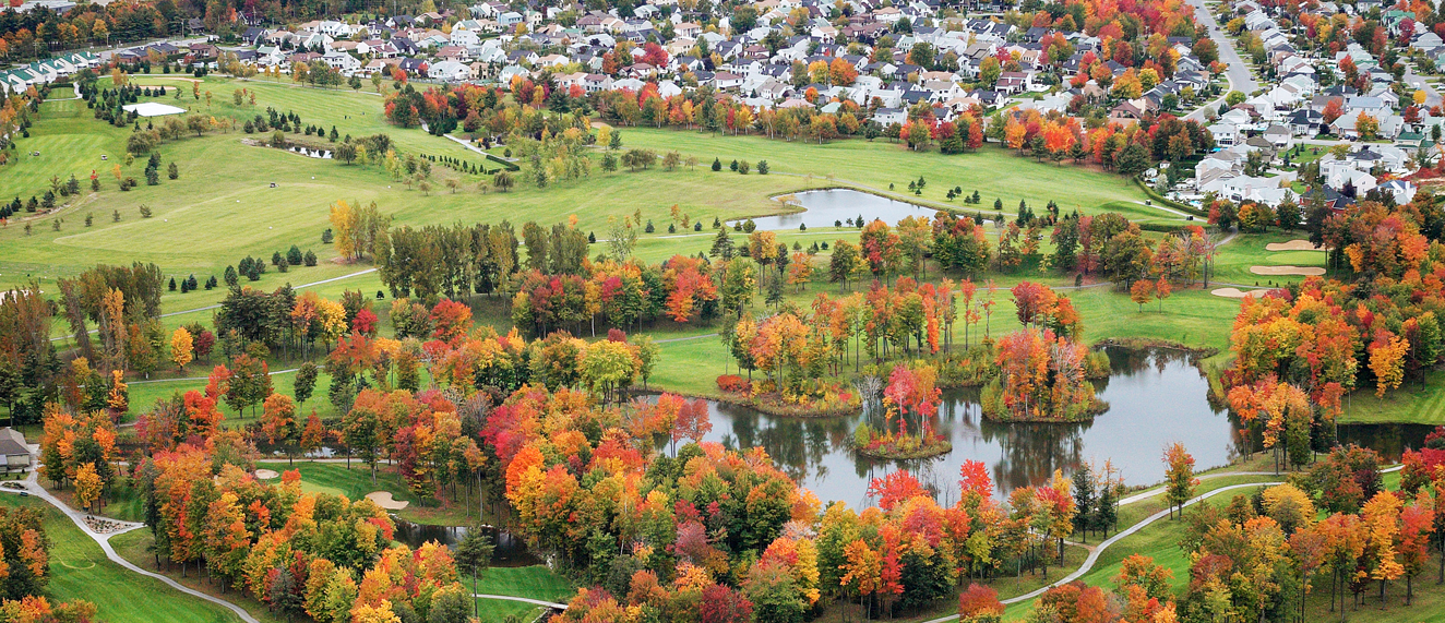 Fall golf course and houses