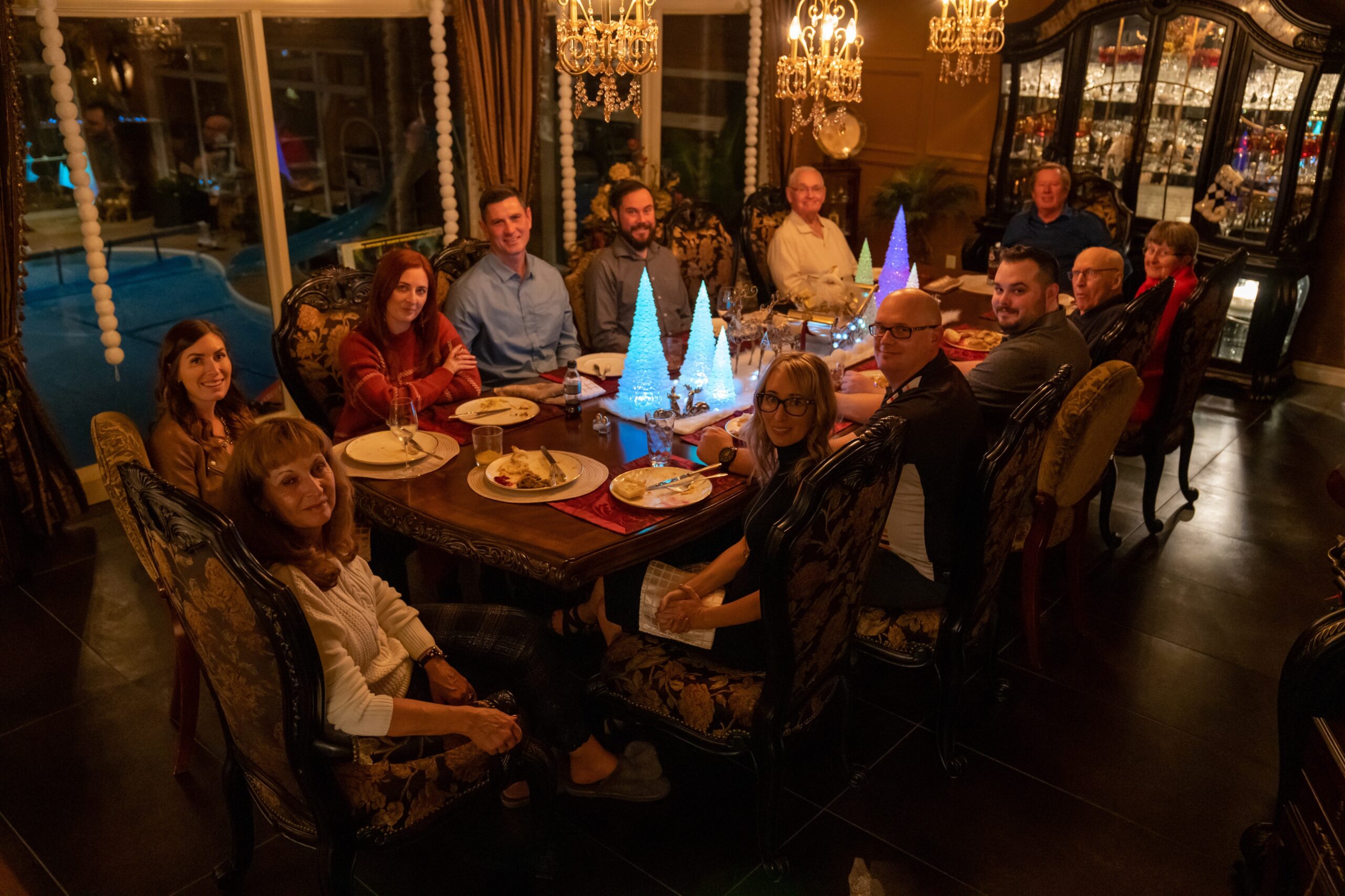 Family of Dale Devereaux around holiday table