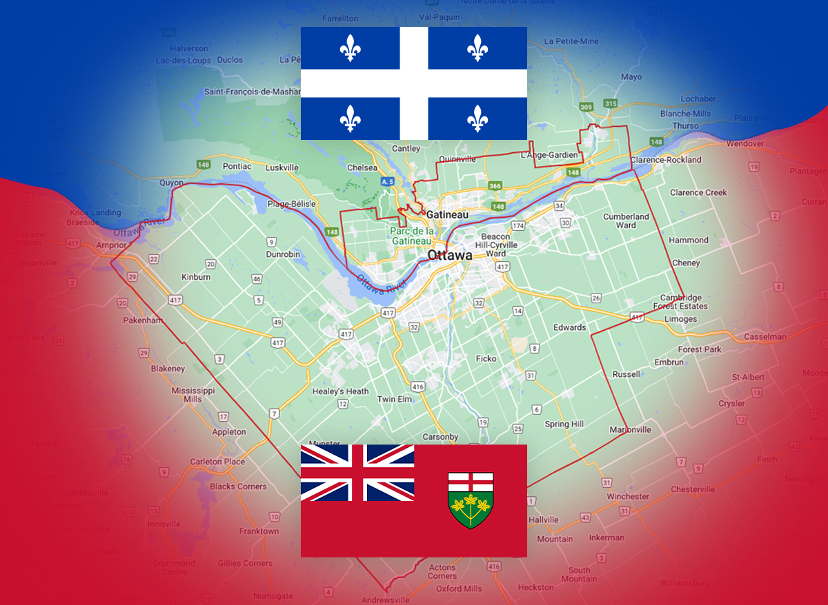 Map of Ottawa and Gatineau. 