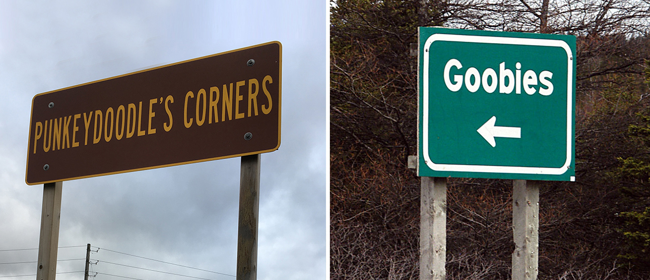 Town name road signs.