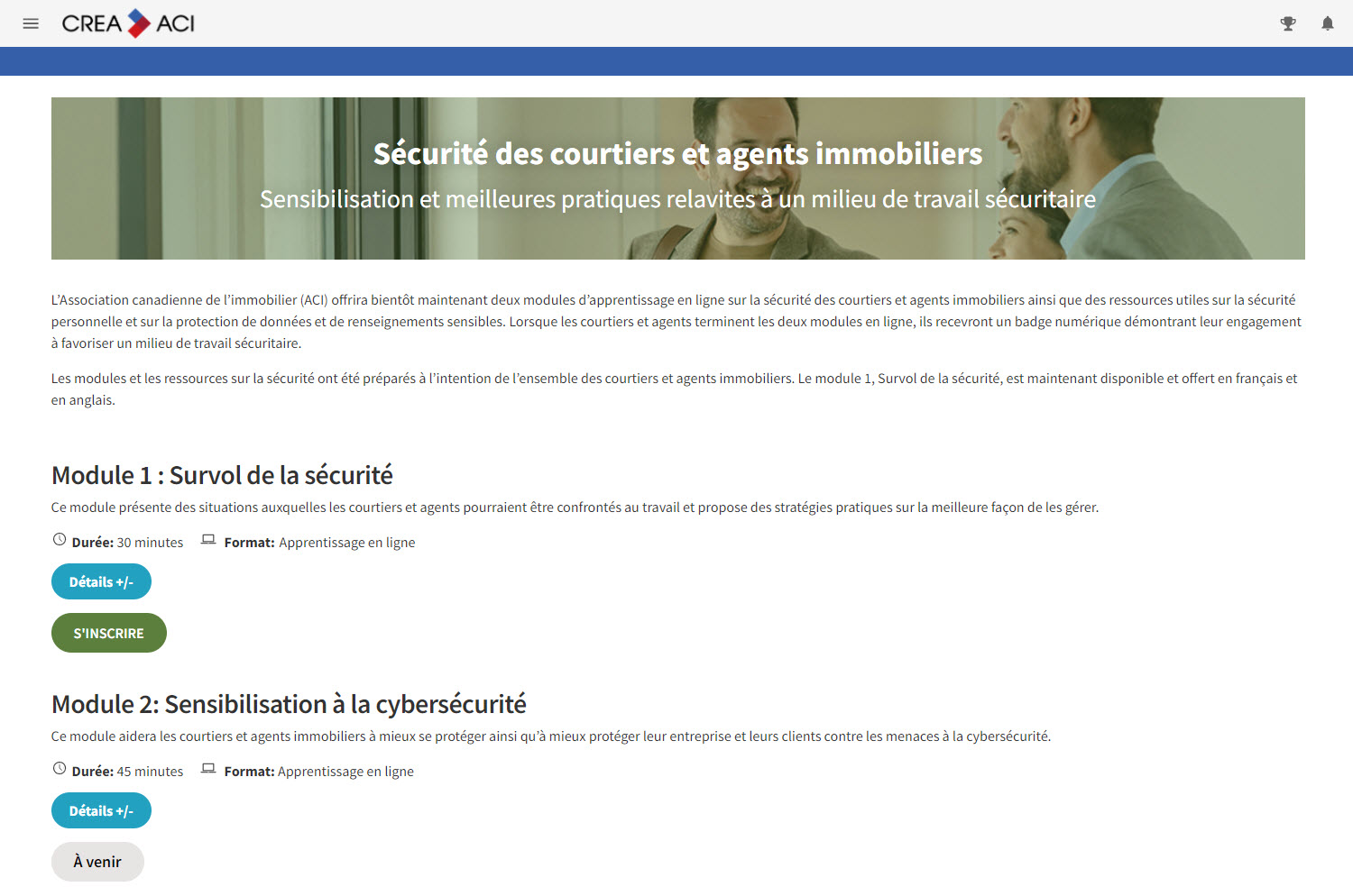 Screenshot of safety module enrollment screen.
